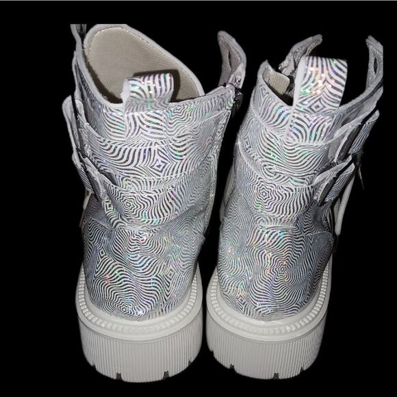 Silvery platform combat boots sz 8.5 - Picture 5 of 9